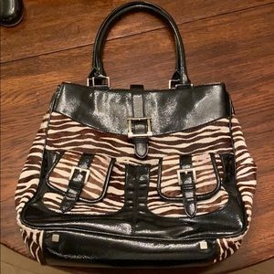 Leather & Animal Print Hand Bag- Talbots
